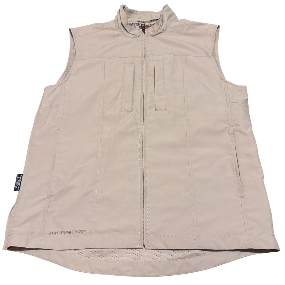 Scottevest TEC Mens Medium Khaki Tan Multi Pocket Travel Utility Tech Vest M